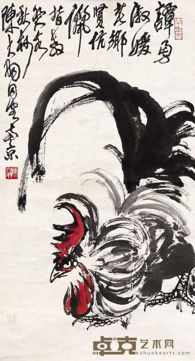 陈大羽 癸亥（1983）作 雄鸡图 镜心 85×48cm